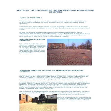 Ventajas Y Aplicaciones De Los Pavimentos De Adoquines De Concreto