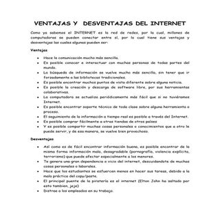 Ventajas y desventajas del internet