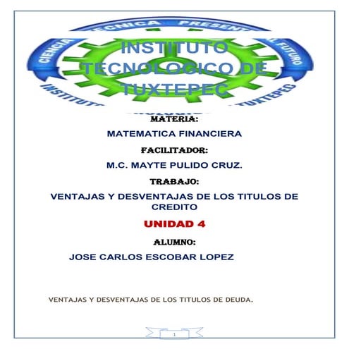 Ventajas y desventajas de los titulos de deuda
