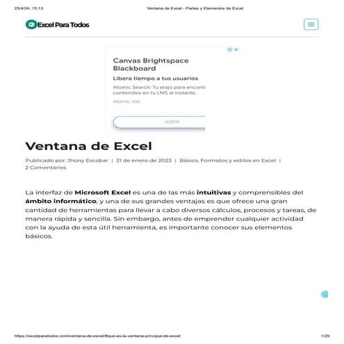 Ventana de Excel - Partes y Elementos de Excel.pdf