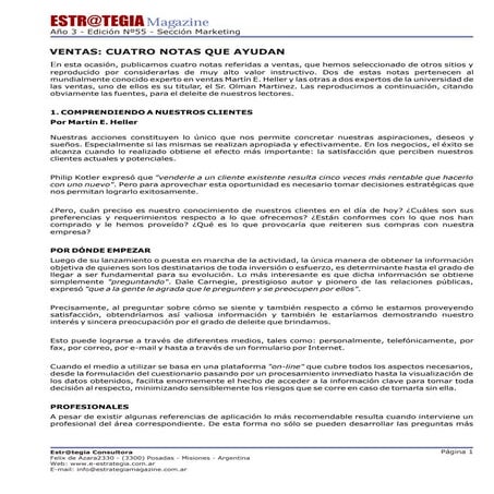 Ventas Cuatro Notas Que Ayudan