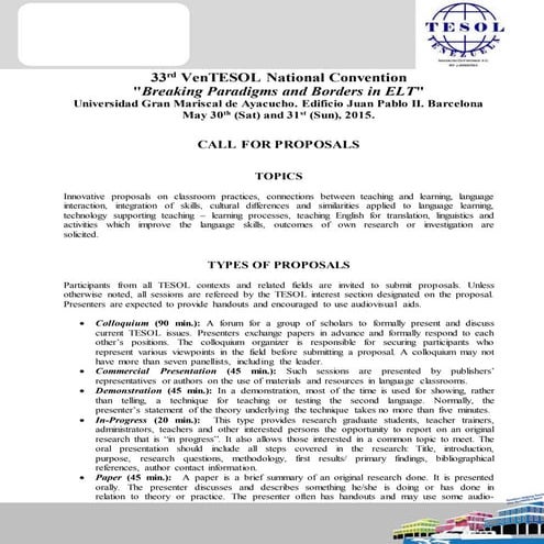#VenTESOL2015 Proposals Guidelines
