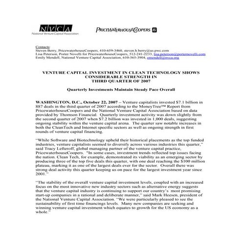 Venture Capital Investments Q2 2008 - MoneyTree Report | PDF