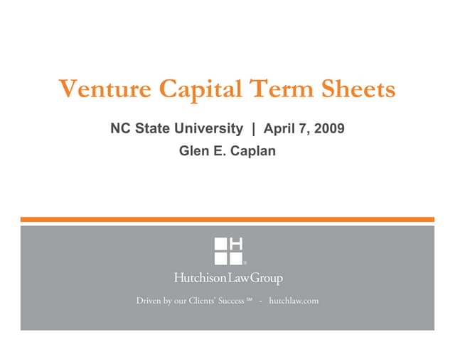 Venture Capital Term Sheets (April ...
