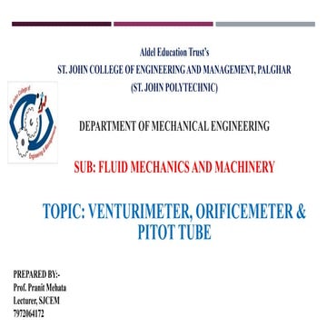 Venturimeter,orificemter and pitot tube