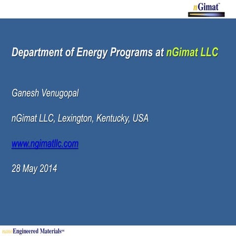 DOE Programs at nGimat LLC