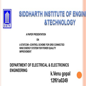 statcom-grid connected wind energy generating system for power qualityy impro...