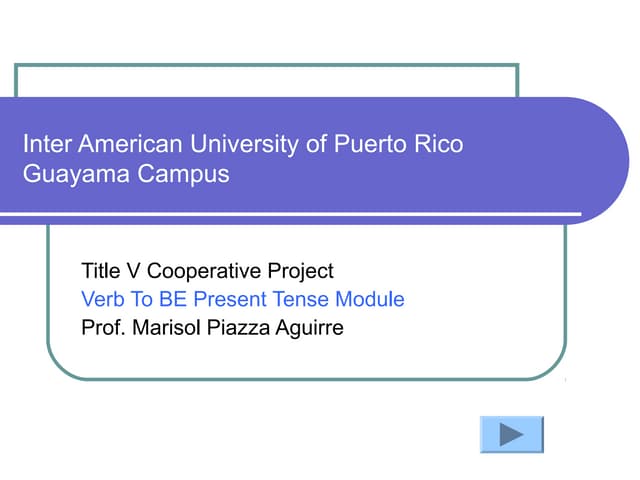Verb be present tense