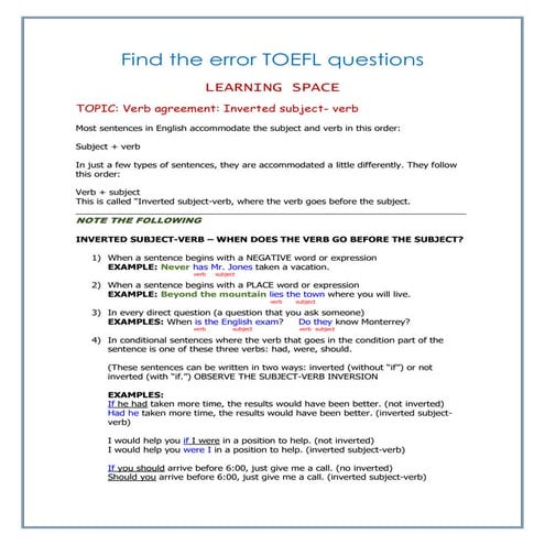 Verb agreement   inverted subject-verb