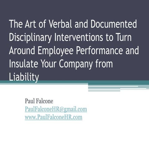 Verbal and Documented Disciplinary Interventions