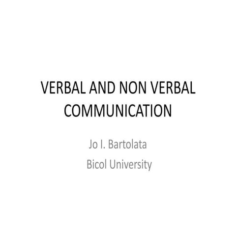 Verbal and Non verbal Communication