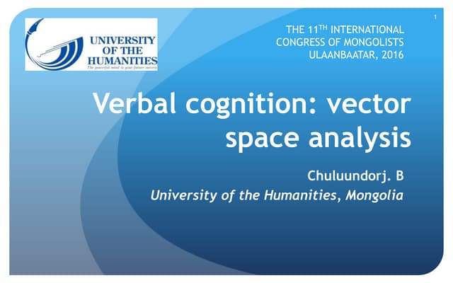 Verbal cognition vector space analysis by Chuluundorj.B