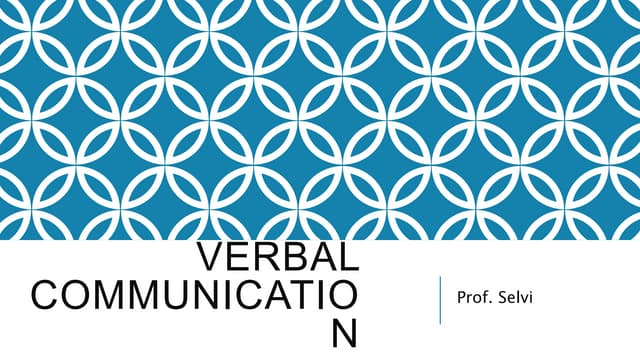 Verbal communication | PPT