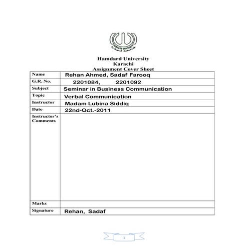 Verbal communication report