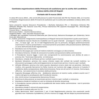 Verbale commissione primarie Napoli