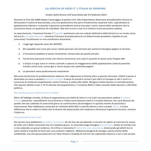 Verbale dell'assemblea del 23 febbraio 2012   analisi della grecia