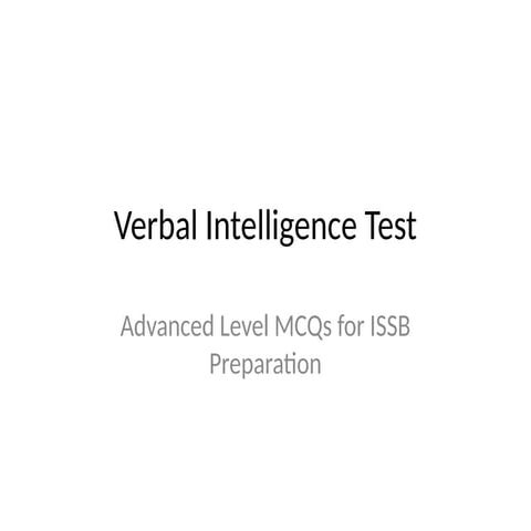 Advanced Verbal Intelligence Test Preparation for ISSB Candidates | PPTX