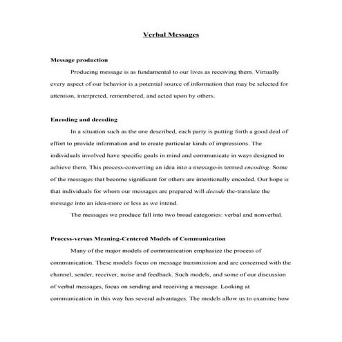 Verbal Messages