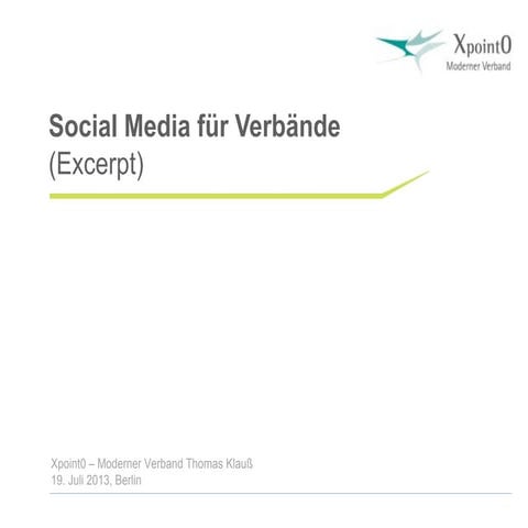 Social Media in Verbänden, Social Media für Verbände