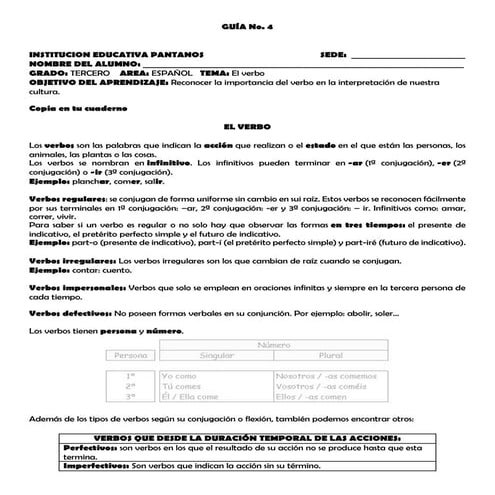 el verbo es la accion que realiza el sujeto