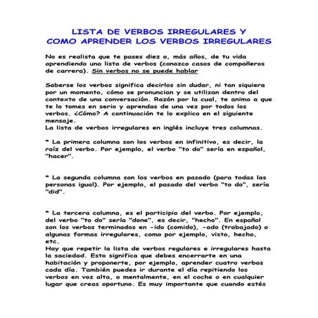 Verbos irregulares