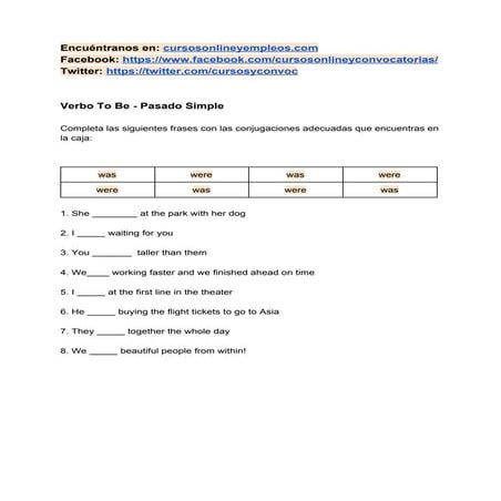 Verbo to be en ingles   pasado