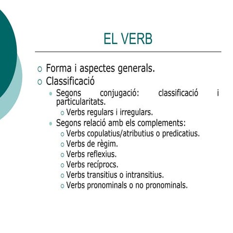 El verb: classificació