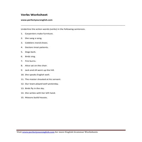 Verbs worksheet