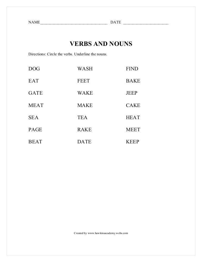 Verbs and Nouns