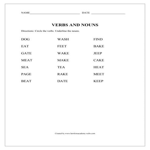 Verbs and Nouns