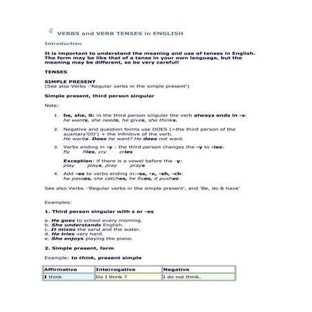 Verbs and verb tenses