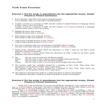 Verb tense exercises+answer, 080912