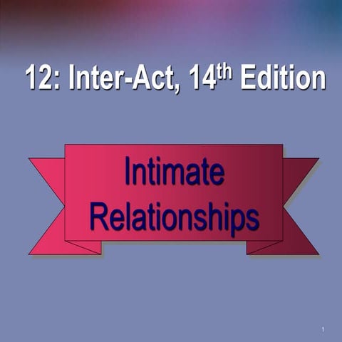 Intimate Relationships: Verderber, Inter-Act, 14thEd - Chapter 12