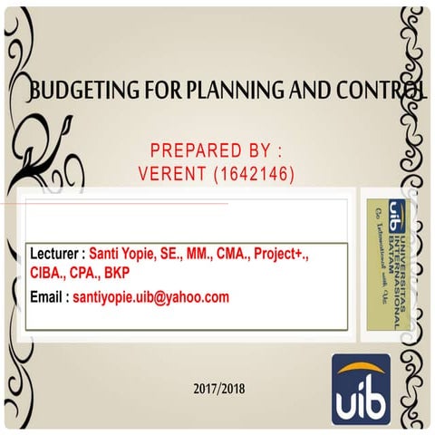 Budgeting for Planning and Control