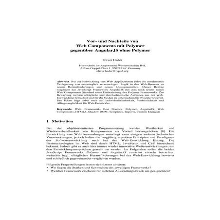 Vor- und Nachteile von Web Components mit Polymer gegenüber AngularJS ohne P...