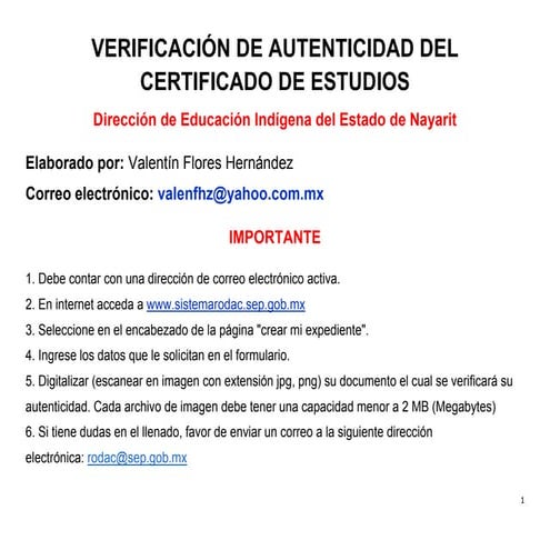 Verificación de autenticidad del certificado de estudios | PDF