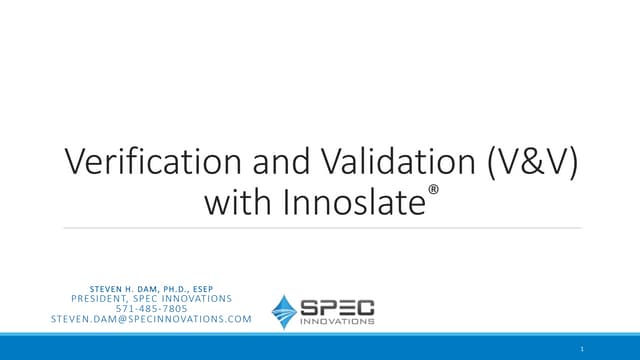 Verification and Validation with Innoslate