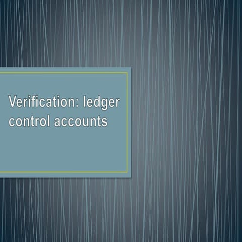 Verification ledger control accounts