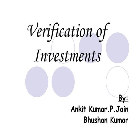 Verification Of Investments