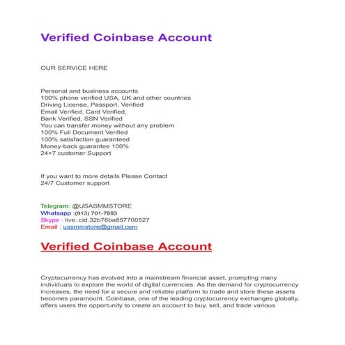 Verified Coinbase Account verified coinbase