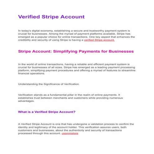 Verified Stripe Account verified stripe account