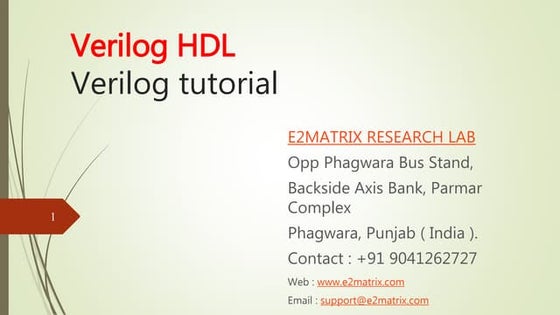 Verilog Tutorial - Verilog HDL Tutorial with Examples
