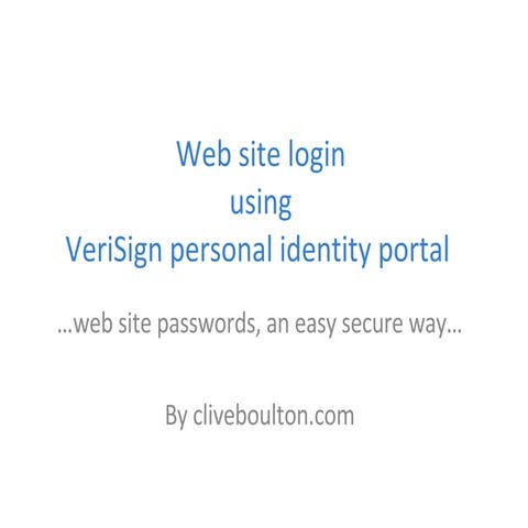 Web site sign-on using VeriSign PIP 