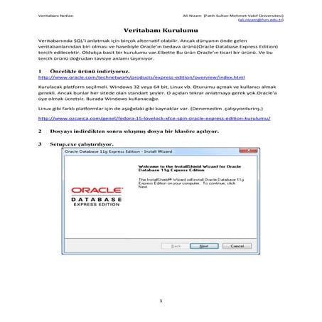 Veritabanı kurulumu (1)