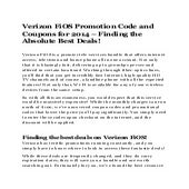 Verizon FiOS Promotion Codes and Coupons for 2014