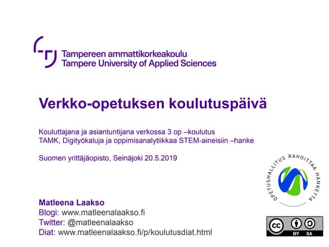 Verkko opetuksen koulutuspäivä 20.5.19