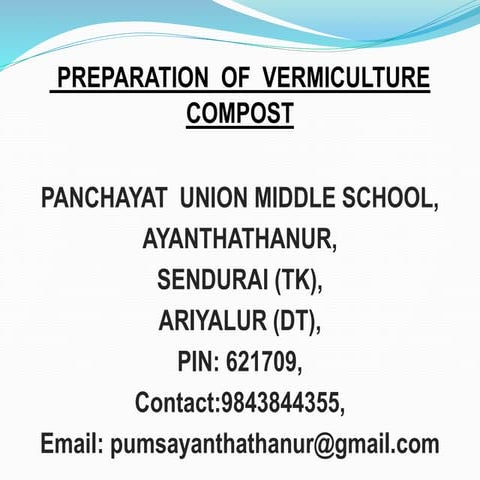 Vermi  project,PUMS Ayanthathanur,Ariyalur