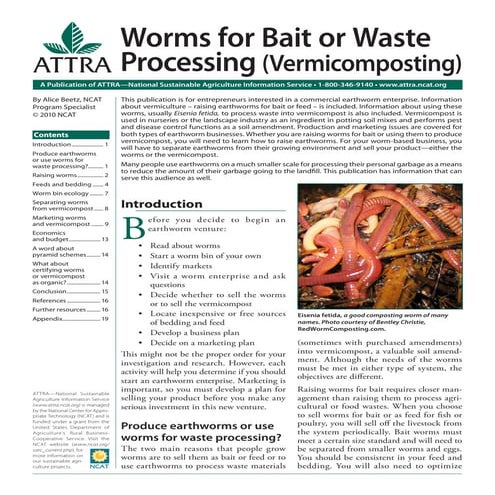 Worms for Bait or Waste Processing (Vermicomposting) | PDF