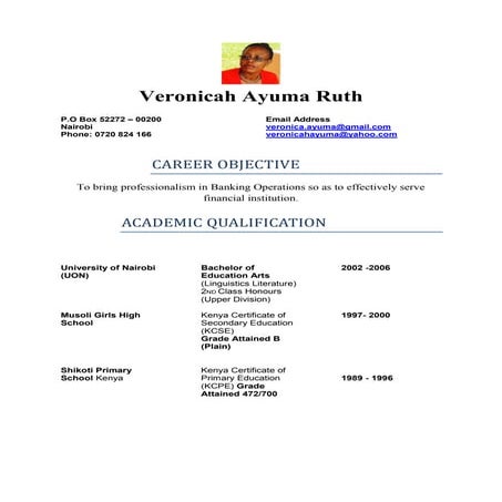 Veronicah ayuma ruth  cv