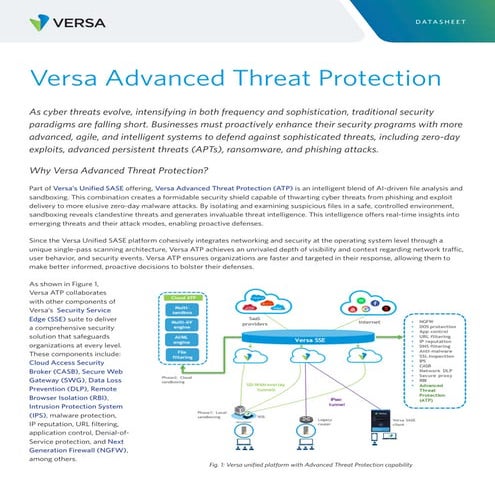 Stay Ahead of Cyber Threats with Versa Advanced Threat Protection | PDF